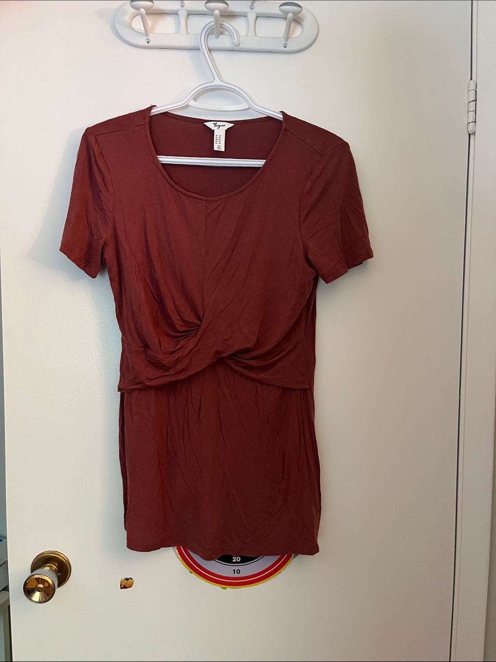 Rust Twist-Front Short Sleeve maternity/nursing Top